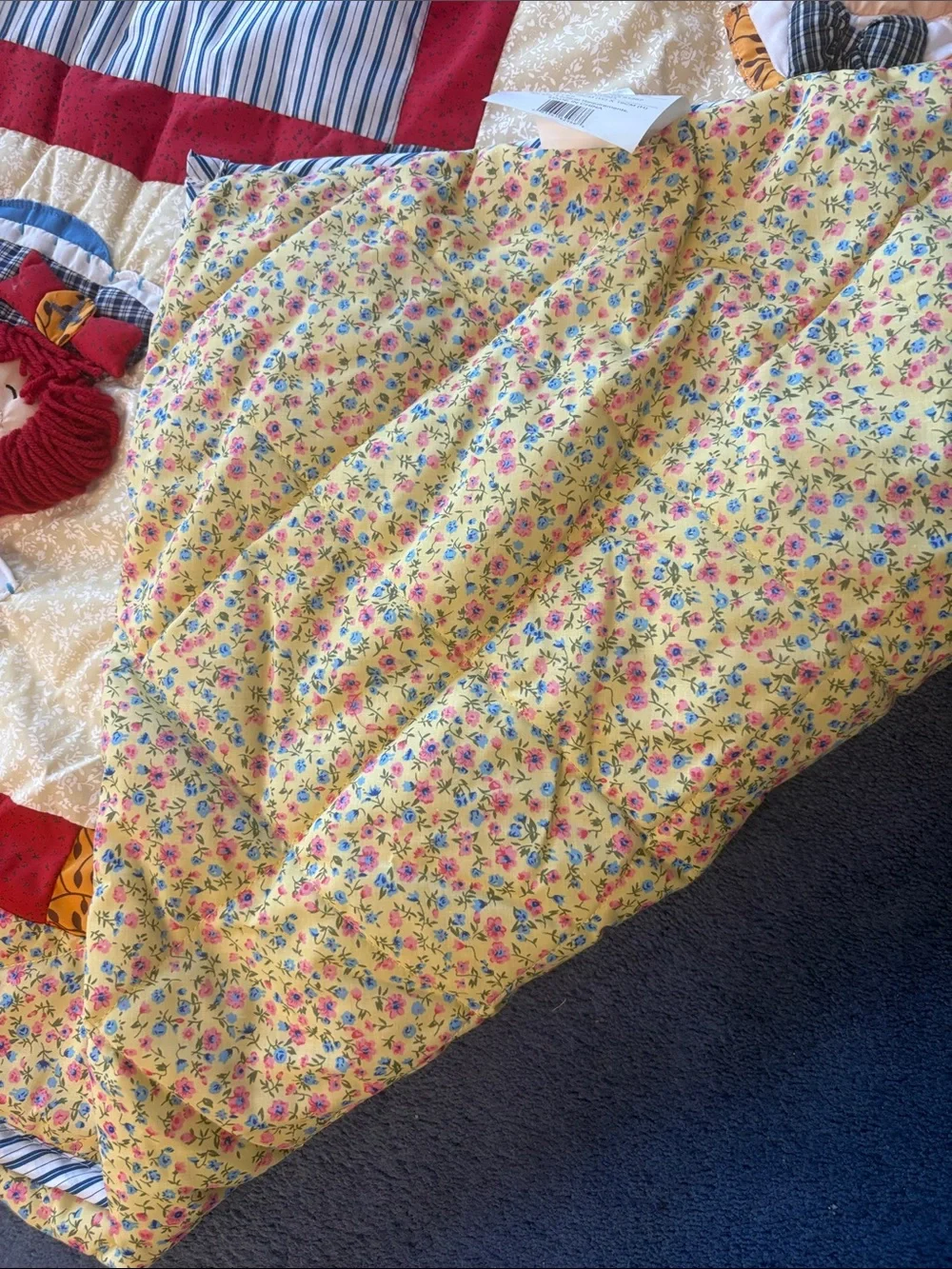 Raggedy Ann and Andy Patchwork Quilt in Red and Cream